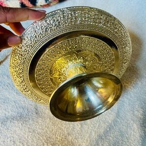 Gold looking serving tray. Indian design.